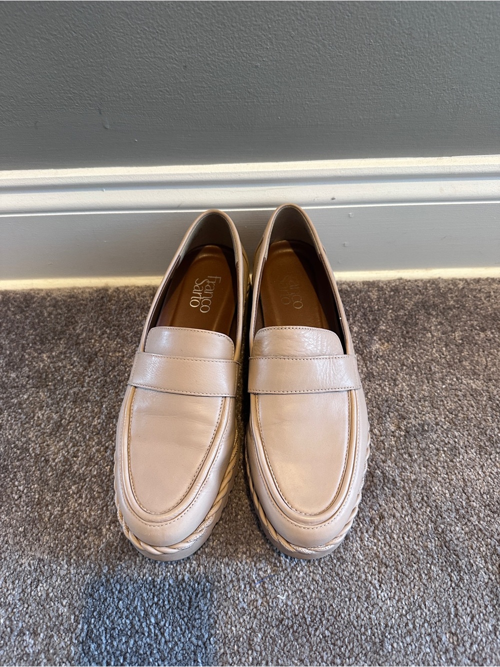 Franco Sarto Women's Beige Leather Penny Loafers